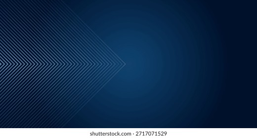 Fondo Abstractas azul oscuro con líneas de flecha brillantes para la Tecnología, con un concepto futurista con diseño moderno de líneas geométricas azules brillantes, ideal para Anuncios, cubiertas, carteles y cabeceras de Web