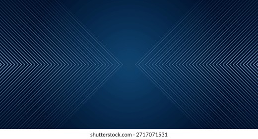 Fondo Abstractas azul oscuro con líneas de flecha brillantes para la Tecnología, con un concepto futurista con diseño moderno de líneas geométricas azules brillantes, ideal para Anuncios, cubiertas, carteles y cabeceras de Web