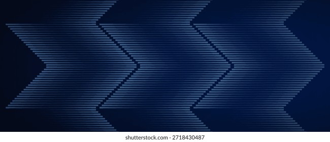 Fondo abstracto azul oscuro con líneas de flecha brillantes. Diseño moderno de líneas geométricas azules brillantes. Tecnología concepto futurista. Plantilla Horizontal de Anuncio. Traje para la cubierta, cabecera, cartel, Anuncio