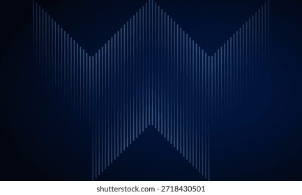 Fundo abstrato azul escuro com linhas de seta brilhantes. Design moderno de linhas geométricas azuis brilhantes. Conceito futurista da tecnologia. Modelo de banner horizontal. Terno para capa, cabeçalho, cartaz, banner, web