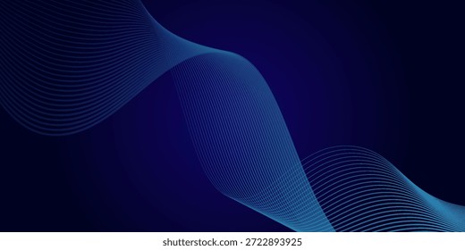 Dark blue abstract background with glowing wave lines. futuristic background Modern concept technology. Vector illustration