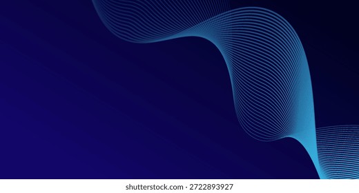 Dark blue abstract background with glowing wave lines. futuristic background Modern concept technology. Vector illustration