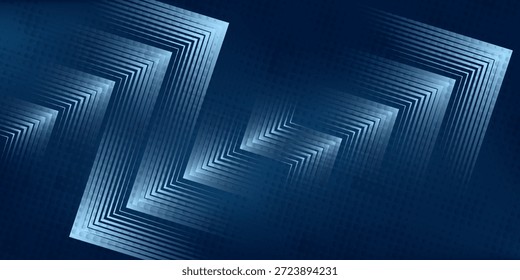 Dark Blue Abstract Background with Glowing Arrow Lines for Technology, Featuring a Futuristic Concept with Modern Shiny Blue Geometric Lines Design, Ideal for Banners, Covers, Posters, and Web Headers