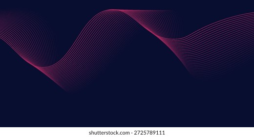 Fundo abstrato azul escuro com linhas de ondas vermelhas brilhantes. fundo futurista Tecnologia conceito moderno. Ilustração vetorial