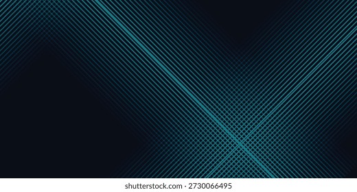 Dark blue abstract background with glowing geometric lines. Modern shiny blue lines pattern. Futuristic technology concept. Horizontal banner template.