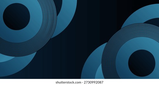 Fundo abstrato azul escuro com forma geométrica brilhante. Círculo de gradiente brilhante moderno. Elemento circular em espiral. Design gráfico elegante. Conceito de tecnologia futurista. Ilustração vetorial