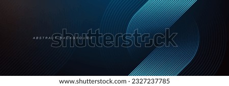 Dark blue abstract background with glowing circle lines. Geometric stripe line art design. Modern shiny blue diagonal rounded lines pattern. Futuristic technology concept. Vector illustration Imagine de stoc © 