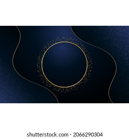 dark blue abstract background gold sparkle. wallpaper banner design vector.