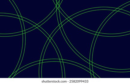 dark blue abstract background with green circular lines