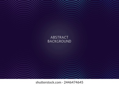 Fondo abstracto azul oscuro con puntos y líneas de semitonos. Patrón de líneas punteadas con degradado azul rosado brillante. Diseño geométrico. Concepto futurista moderno. Espacio para el texto. Ilustración vectorial