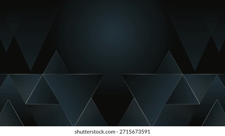 Dark blue abstract background with layered triangle geometry soft gradients and fine lines perfect for luxury branding posters presentations covers and modern digital designs