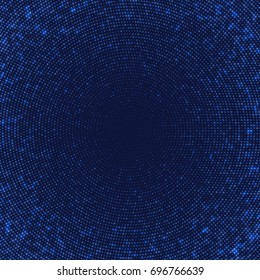 Dark blue abstract background with light circles. Geometric mosaic technology graphic element.