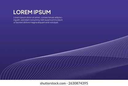 Dark blue abstract background with line art. Background for banner, landing page or business card. Futuristic, luxury, elegant, exclusive graphics. Modern Minimalist
