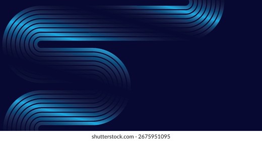 Fondo Abstractas azul oscuro con líneas onduladas lujosas y brillantes. Concepto de fondo de línea moderno y futurista para Sitios web, folletos, cubiertas y Anuncios.