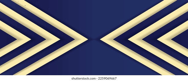 Dark blue abstract background with luxury blue and gold overlapping triangles layers, template vector, banner, wallpaper