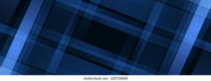 Dark blue abstract background. Blue modern abstract wide banner with geometric shapes. Vector illustration