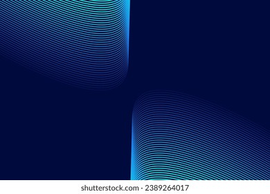 Fondo abstracto azul oscuro, tecnología futurista moderna, líneas brillantes ondulantes onduladas. Ilustración del vector