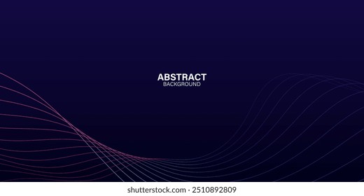 Dark blue abstract background with modern glowing wave lines. Glitter line design element. Dynamic wave pattern. Future technology concept. Vector illustration