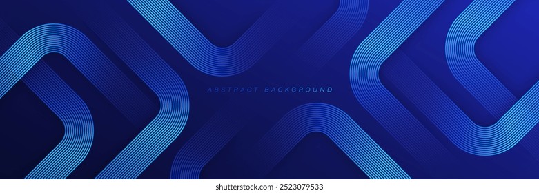 Fundo abstrato azul escuro. Moderno brilhante azul brilhante padrão de linhas geométricas. Projeto geométrico de arte de linha. Conceito futurista da tecnologia. Terno para apresentação, capa, banner, website, business