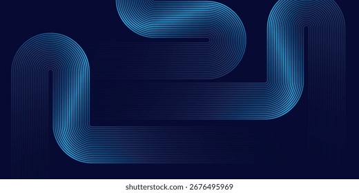 Fundo abstrato azul escuro com linhas onduladas modernas e futuristas. Conceito de fundo de linha azul brilhante para brochuras, capas, cartazes, banners, sites e cabeçalhos. VOL. 2