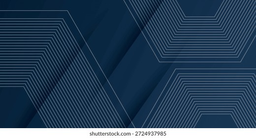 Dunkelblauer abstrakter Hintergrund mit modernen und futuristischen Hexagon-Formen und Scratch-Effekt. Leuchtende Sechsecklinien Hintergrundkonzept für Cover, Banner, Broschüre, Präsentation und Website. VOL. 5
