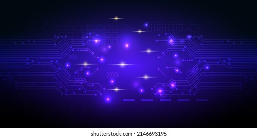 Dark blue abstract background on technology circuit in the digital age, vector illustration.