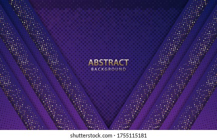 Dark blue abstract background overlap layers. Texture with gold dots element decoration. You can use for ad, poster, template, business presentation. Vector illustration