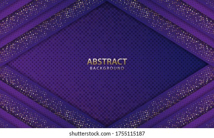 Dark blue abstract background overlap layers. Texture with gold dots element decoration. You can use for ad, poster, template, business presentation. Vector illustration