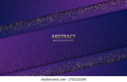 Dunkelblauer abstrakter Hintergrund überschneidet Schichten. Textur mit goldener Punktdekoration. Sie können für Werbung, Poster, Vorlage, Geschäftspräsentation. Vektorgrafik