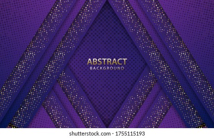 Dark blue abstract background overlap layers. Texture with gold dots element decoration. You can use for ad, poster, template, business presentation. Vector illustration