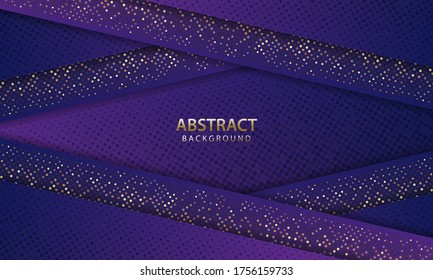 Dark blue abstract background overlap layers. Texture with gold dots element decoration. You can use for ad, poster, template, business presentation. Vector illustration
