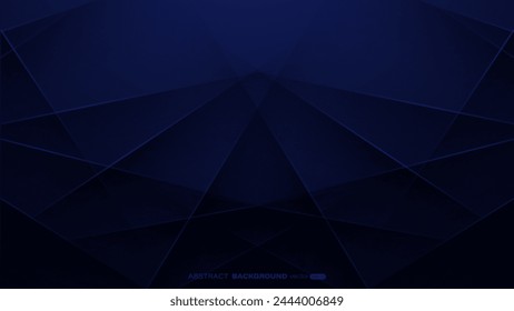 Dark blue abstract background with polygon shape, lines and light composition. Modern design template elements. Vector illustration