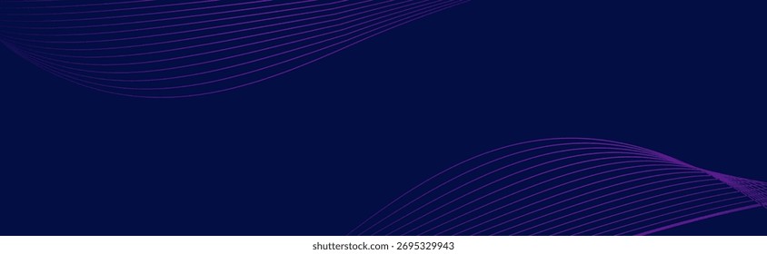 Fundo abstrato azul escuro com linhas curvas de gradiente roxo. Padrão de tecnologia futurista para uso de design gráfico digital, corporativo ou moderno.