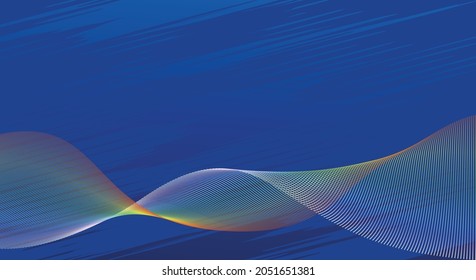 Dark blue abstract background with rainbow wave lines, and futuristic gradient colors. Wallpaper design for your needs, Vector