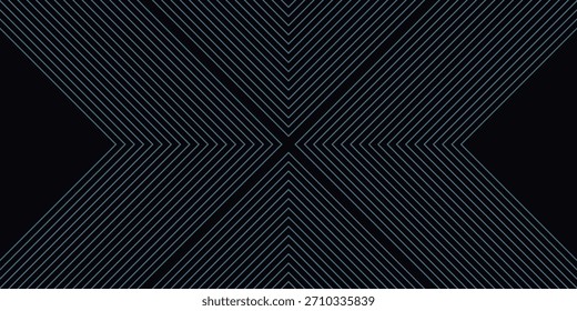 Dunkelblauer abstrakter Hintergrund mit glänzenden geometrischen Linien. Modernes glänzendes blaues, abgerundetes quadratisches Linienmuster. Elegantes Grafikdesign. Futuristisches Technologiekonzept