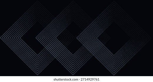 Fondo abstracto azul oscuro con líneas geométricas brillantes. Modelo azul brillante moderno de las líneas cuadradas redondeadas. Elegante Diseño gráfico. Concepto de tecnología futurista.