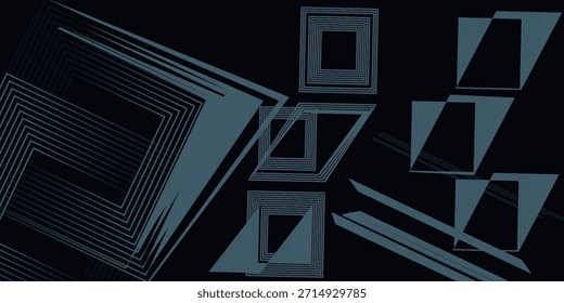 Fondo abstracto azul oscuro con líneas geométricas brillantes. Modelo azul brillante moderno de las líneas cuadradas redondeadas. Elegante Diseño gráfico. Concepto de tecnología futurista. ilustración de Vector