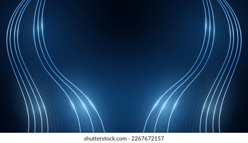 Dark blue abstract background, shiny wavy lines. Backgrounds for postcards and banners, for advertising and business, posters, websites and covers, billboard, vector illustration for graphic design