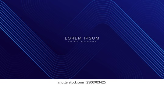 Dark blue abstract background with shiny lines. Geometric stripe lines design element. Modern futuristic concept. Suit for poster, business, corporate, banner, brochure, presentation, website