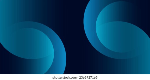 Dark blue abstract background with shiny geometric shape graphic. Modern blue gradient circles