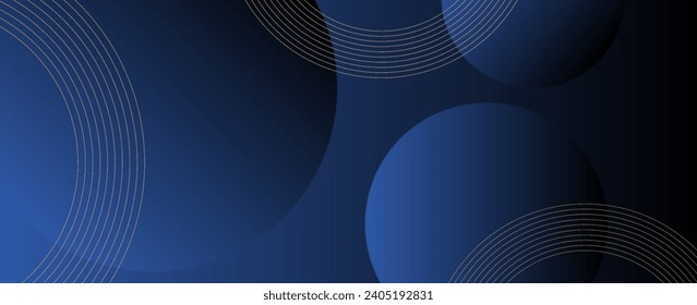 Fondo abstracto azul oscuro con formas geométricas brillantes. Círculo de degradado azul moderno. Forma dinámica. Adecuado para portadas, carteles, folletos, presentaciones, vectores