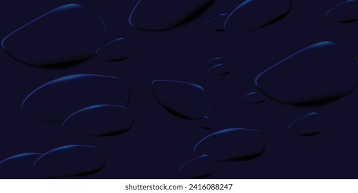 Fondo abstracto azul oscuro con gráficos brillantes en forma de piedra. Círculo de degradado azul moderno. Forma dinámica. Plantilla de banner horizontal. Adecuado para portadas, carteles, folletos, presentaciones, vectores