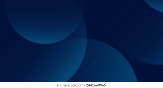 Dark blue abstract background with shiny geometric shapes graphics. Modern blue gradient circle. Suitable for covers, posters, brochures, presentations, vectors