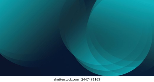 Dark blue abstract background with shiny geometric shapes. Modern blue gradient circles. Dynamic shapes. Minimal geometric design