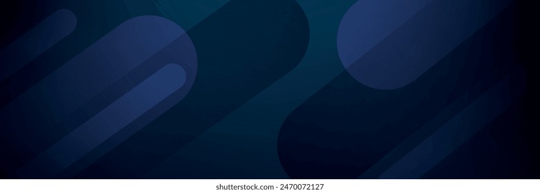 Dark blue abstract background with shiny geometric shapes graphics. Modern blue gradient rounded rectangle design. Dynamic shapes, eps10.