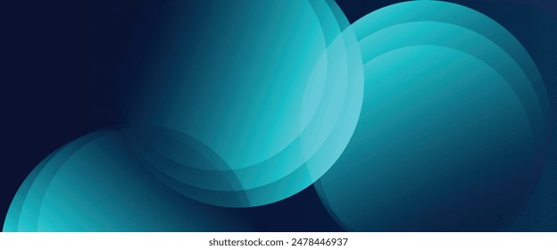 Dunkelblauer abstrakter Hintergrund mit glänzenden geometrischen Formen. Moderne blaue Gradientenkreise. Dynamische Formen. Minimales geometrisches Design.