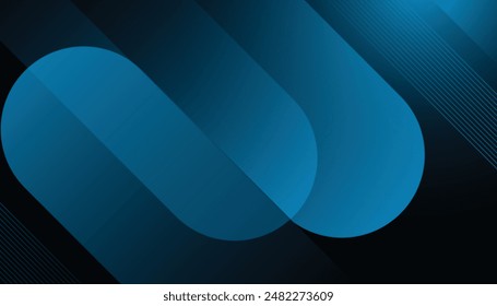 fondo abstracto azul oscuro. Forma geométrica diagonal de degradado azul brillante. Diseño minimalista. Diseño moderno de líneas redondeadas de rectángulo azul brillante. Concepto futurista.