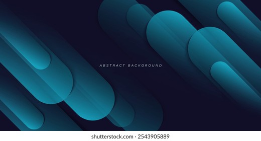 Fondo abstracto azul oscuro con gráfico de forma geométrica diagonal brillante. Rectángulo redondeado degradado azul moderno. Concepto de tecnología futurista. Ilustración vectorial