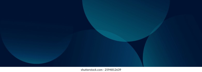Dark blue abstract background with shiny geometric shapes graphics. Modern blue gradient circle. Dynamic shape. Suitable for covers, posters, brochures, presentations, vectors