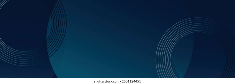Dark blue abstract background with shiny geometric shapes graphics. Modern blue gradient circle. Dynamic shape. Suitable for covers, posters, brochures, presentations, vectors